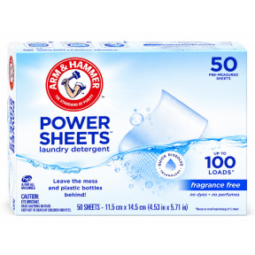 Пральні листи Arm & Hammer Power Sheets Fragrance Free без запаху, до 100 прань, 50 шт